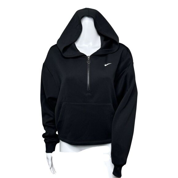 Nike Shirt Womens Small Black Dri Fit Graphic‎ Half Zip Training Hoodie Workout - Picture 1 of 8